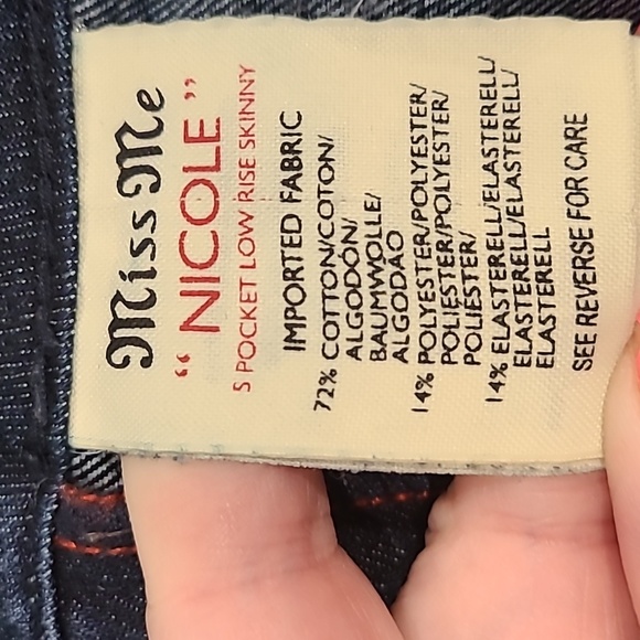 Miss Me Women's Jeans Nicole 5 Pocket Low Rise Skinny Dark Wash - Picture 3 of 6